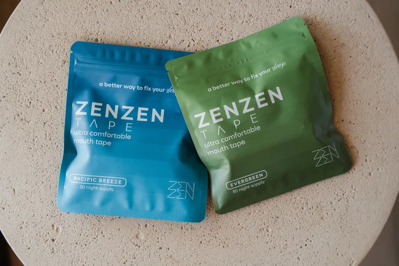 Zenzen tape in blue and green side by side